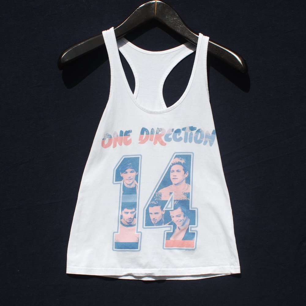 One Direction White Fitted Tank Top Band Tee - S